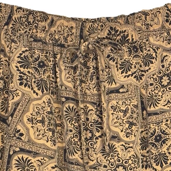 Daniel Field 100% Silk Capri Pants Womens Large 14/16 Black Brown Exotic Print - Picture 3 of 10